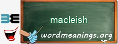 WordMeaning blackboard for macleish